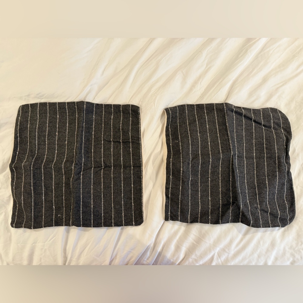 2 Coterie Brooklyn charcoal and white pillow covers 17x17